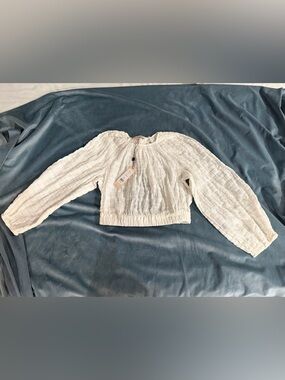 BCBGeneration White Textured Peasant Top